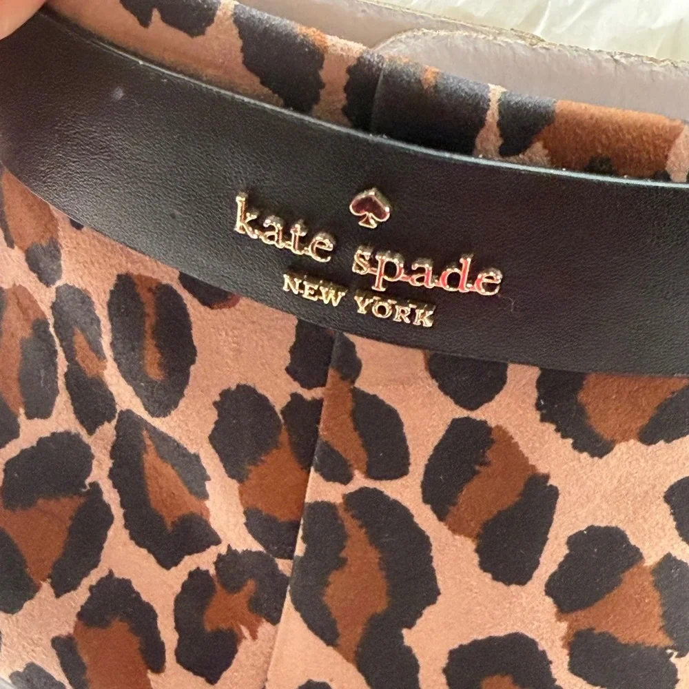 Kate Spade Morgan Leopard Suede Ankle Booties Toasted Hazelnut Size 9 New